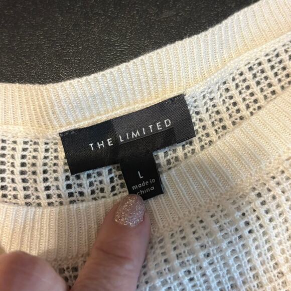 The Limited Women’s Cream Open Knit Sweater Size L Lightweight Wool Blend - Picture 5 of 6